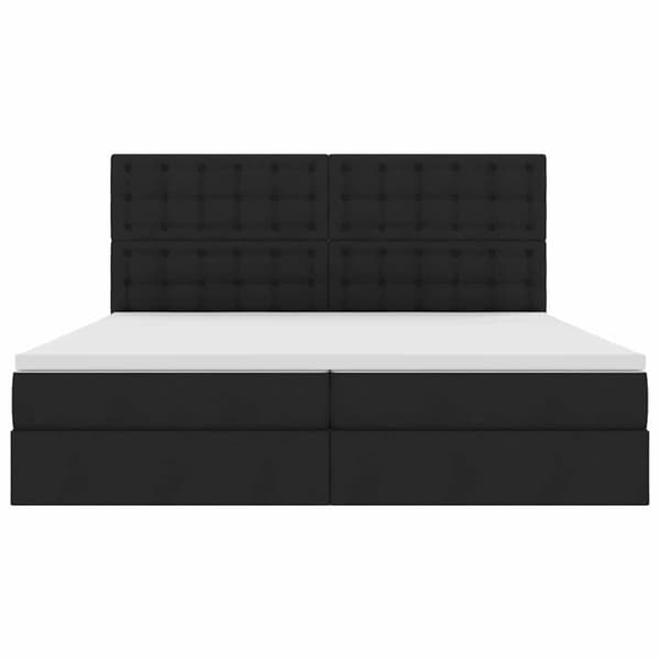 Förvaringssäng med LED med madrass Svart 200 x 200 cm Polyester