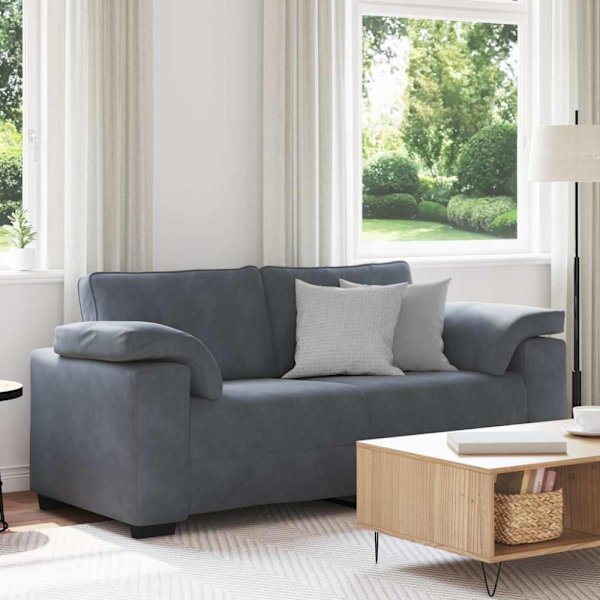 Loveseat soffa mörkgrå 180x77x82 cm sammet