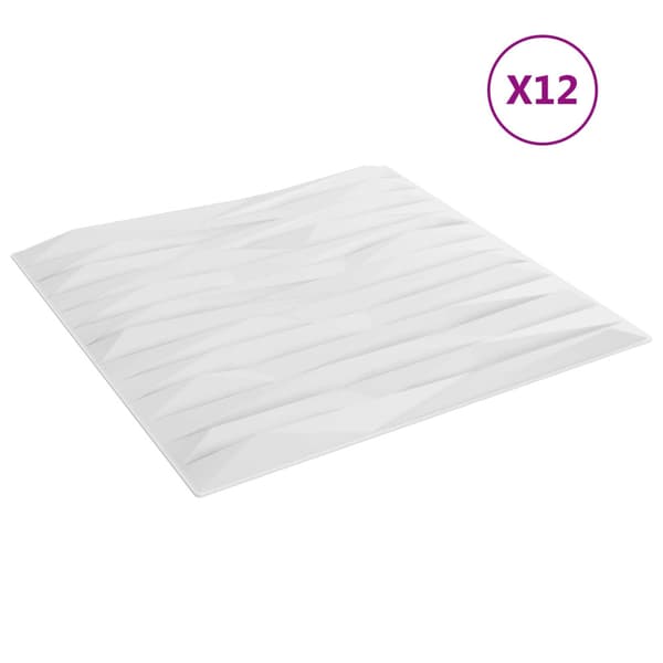 Väggpaneler 12 pcs Vit Sten 50 x 50 cm XPS Skum