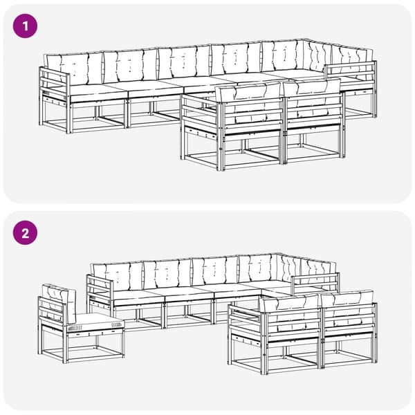 Utomhussoffset med kudde 8 pcs Naturlig och Grädde