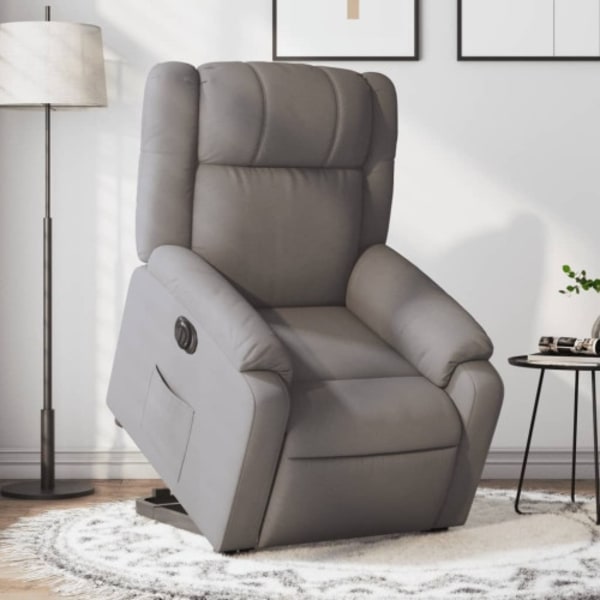 Elektrisk reclinerfåtölj med uppresningshjälp taupe tyg
