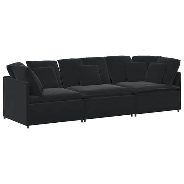 Modulsoffa med kuddar sammet svart