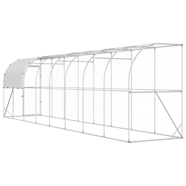 Hönshus mot Vägg Silver 800 x 150 x 215 cm Galvaniserat stål