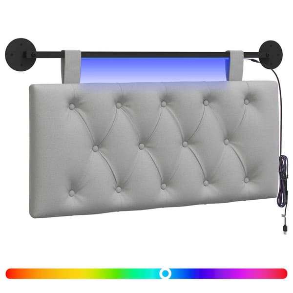 Hängande sänggavel Med LED-lampa Moln Grå Tyg