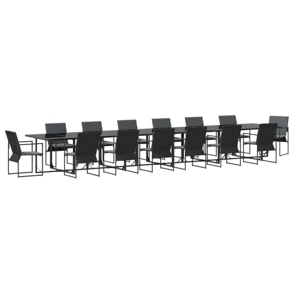 Trädgårdsmöbelset 15 pcs Svart Stål