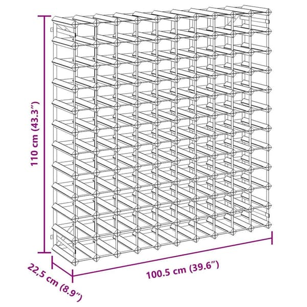 Vinställ för 120 flaskor brun massiv furu