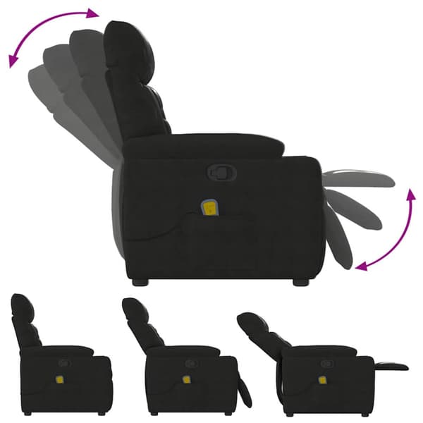 Massagefåtölj svart mikrofibertyg
