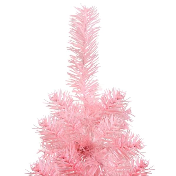 Smal halv plastgran med stativ rosa 210 cm
