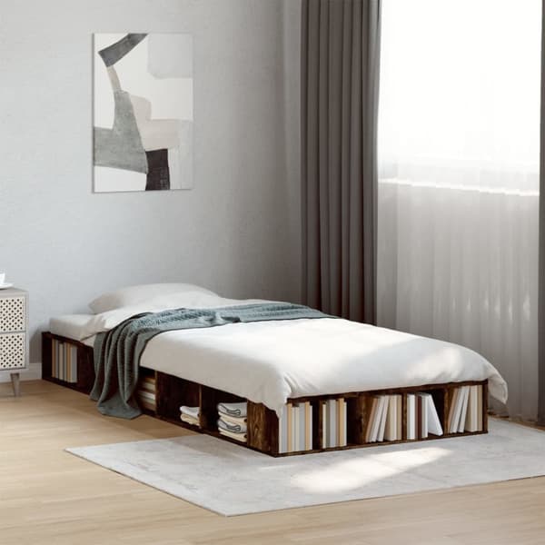 Sängram rökfärgad ek 90x200 cm konstruerad trä