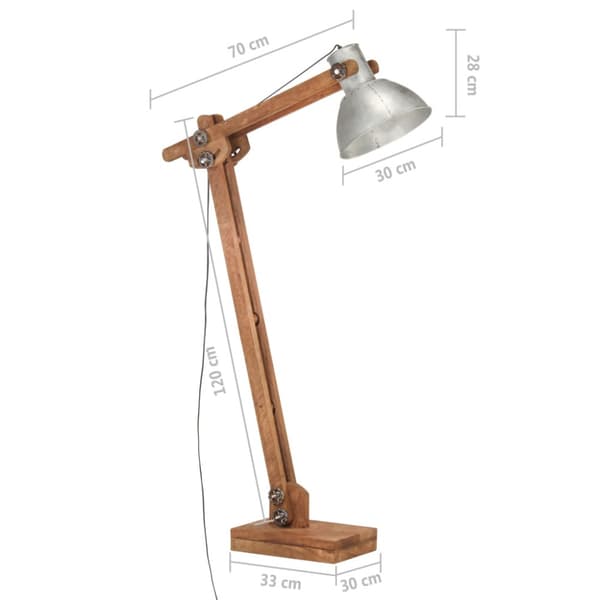 Golvlampa silver massivt mangoträ E27