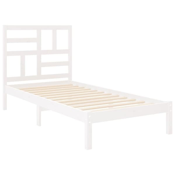 Sängram vit massivt trä 90x190 cm