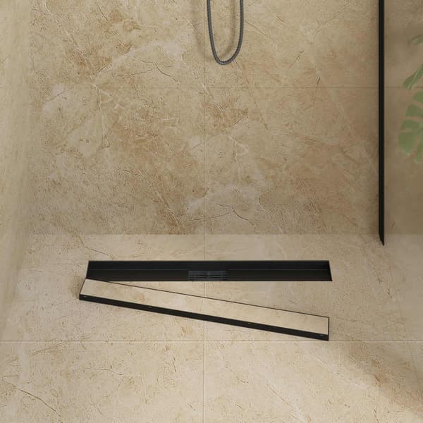 2 i 1 Duschavlopp Svart 80 cm Rostfritt Stål 304