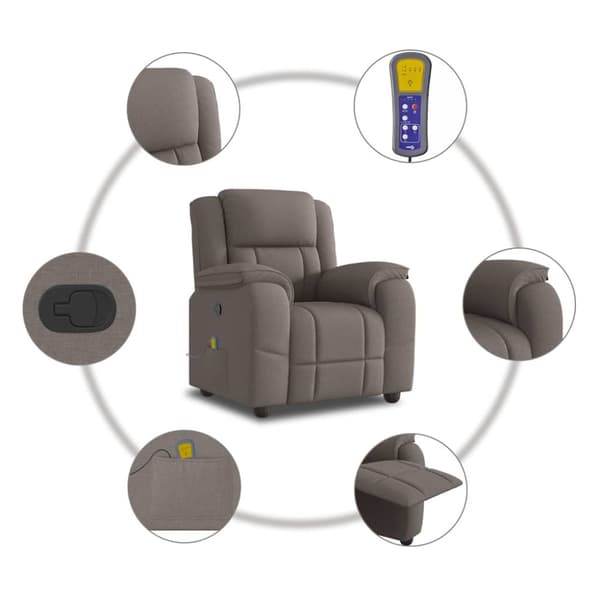 Massagefåtölj taupe tyg