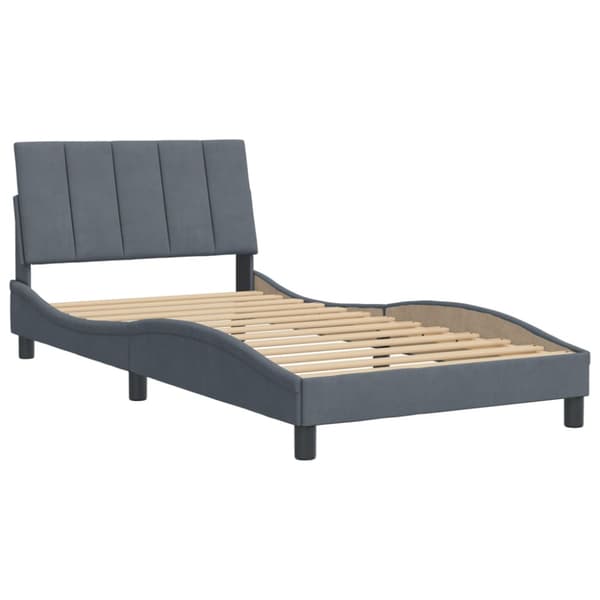 Bed Frame without Mattress "Hanko" Dark Grey 100x200 cm Velvet