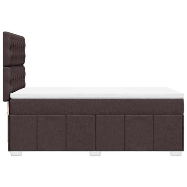 Ramsäng med madrass mörkbrun 90x200 cm tyg