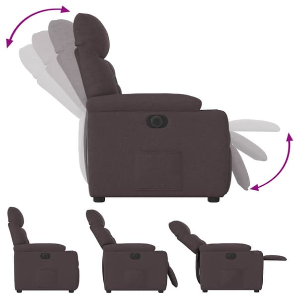 Elektrisk reclinerfåtölj mörkbrun tyg