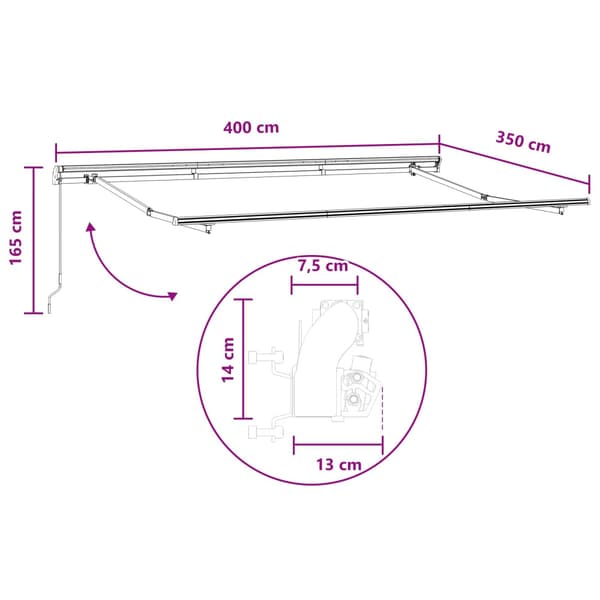 Utdragbar markis Taupe 400 × 350 cm Polyester och aluminium