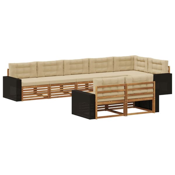 Utomhussoffset med kudde 8 pcs Naturlig och Beige