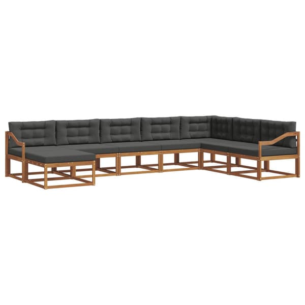 Utomhussoffset med kudde 8 pcs Naturlig och Antracit