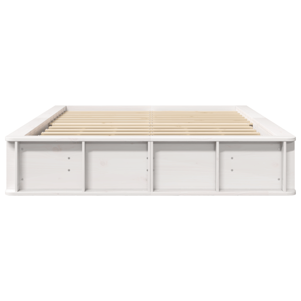 Sängram Vit 140 x 190 cm Massiv furu