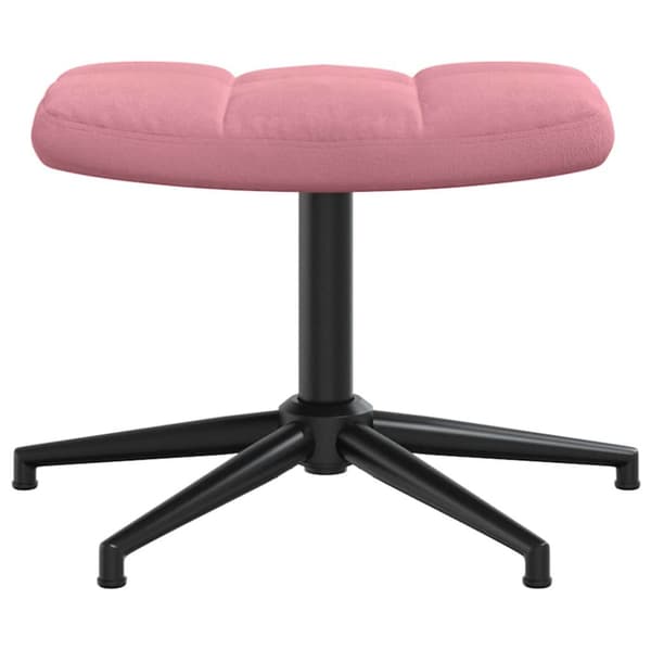 Vilstol med fotpall rosa sammet