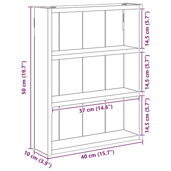 Badrumsväggskåp Vit 40 x 10 x 50 cm Konstruerat trä