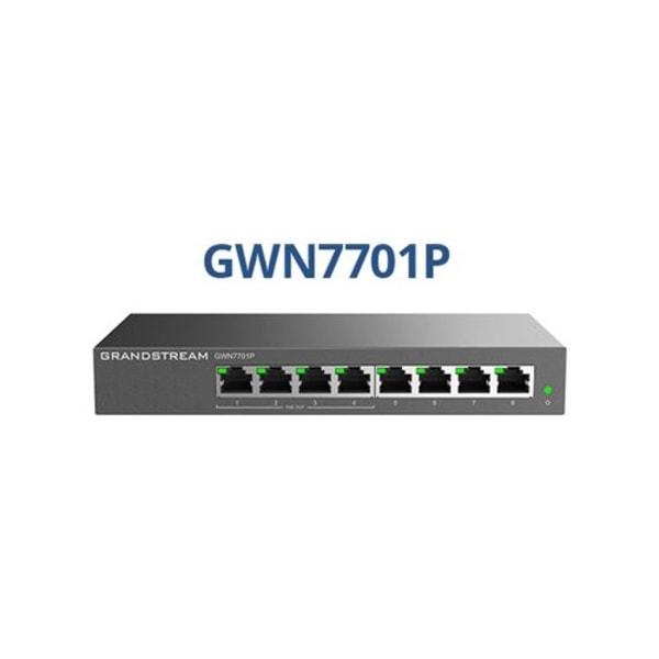 Grandstream GWN7700 Series GWN7701P - switch - 8 portar - ohanterad Svart