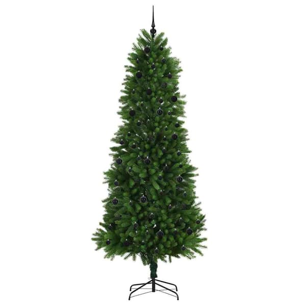 Julgran med LED-belysning Grön 240 cm PE
