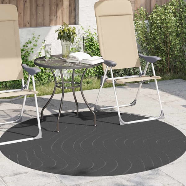 Områdesmattor Rund PALMERAS Antracit Ø 200 CM Polyester