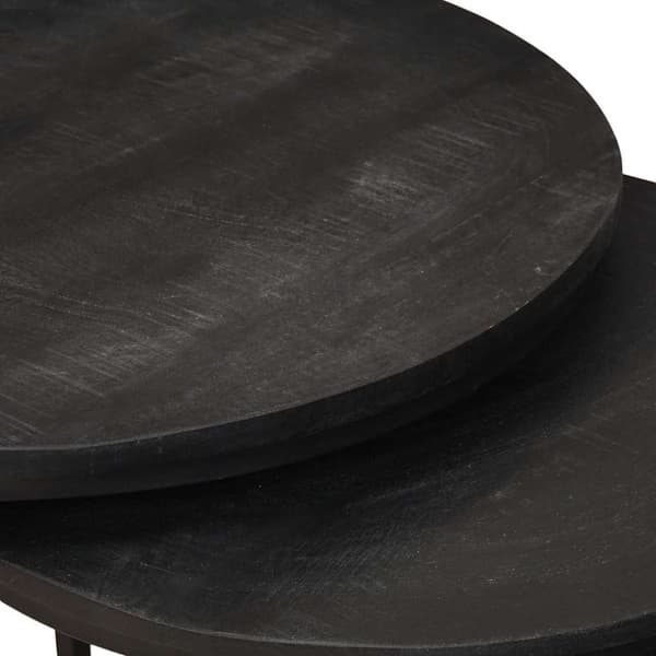 Nesting Kaffe Bord 3 pcs Svart Massivt Mangoträ och stål