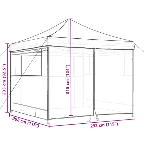 Pop-Up hopfällbart partytält med 4 sidoväggar terrakotta