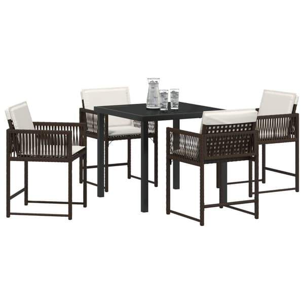 Trädgårdsmöbelset 5 pcs Brun konstrotting