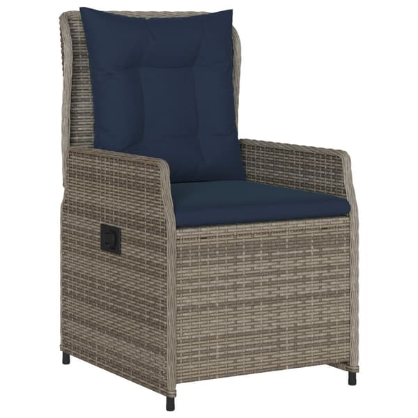 Trädgårdsmöbelset med kudde 7 pcs Grå Poly rattan