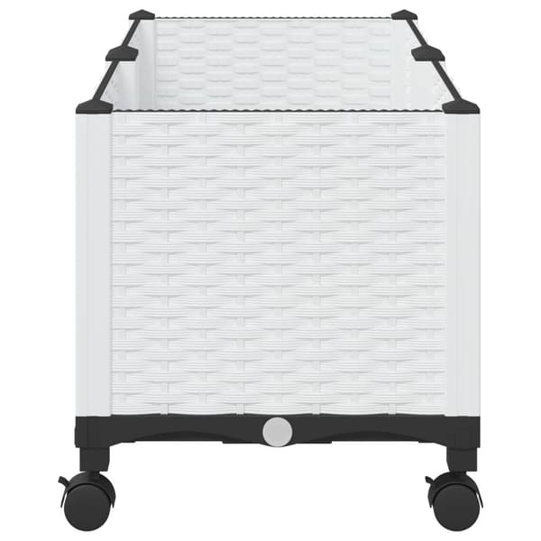 Trädgårdsplanterare med hjul Vit 80 x 40 x 48 cm PP