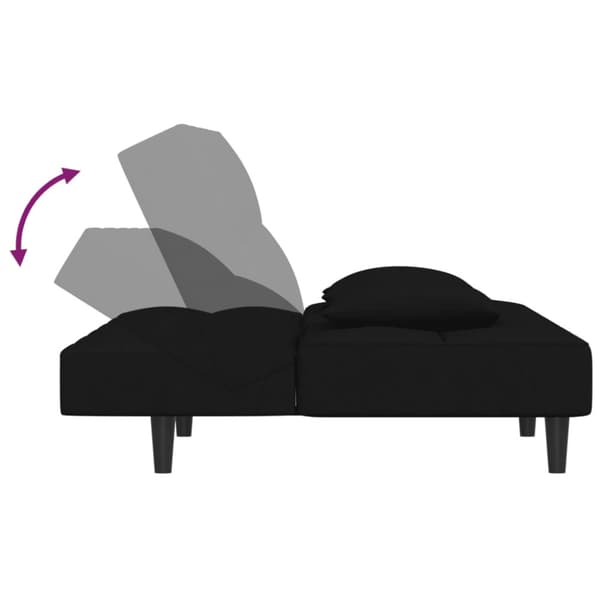Bäddsoffa 2-sits med två kuddar svart sammet