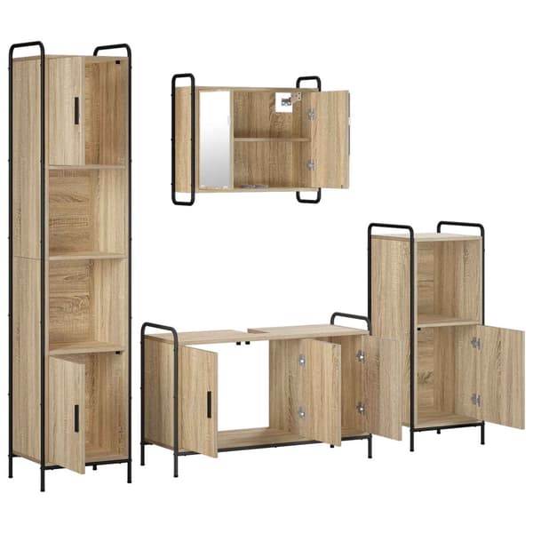 Badrumsskåpsset 4 st Sonoma-ek 40 x 36 x 181 cm Konstruerat trä