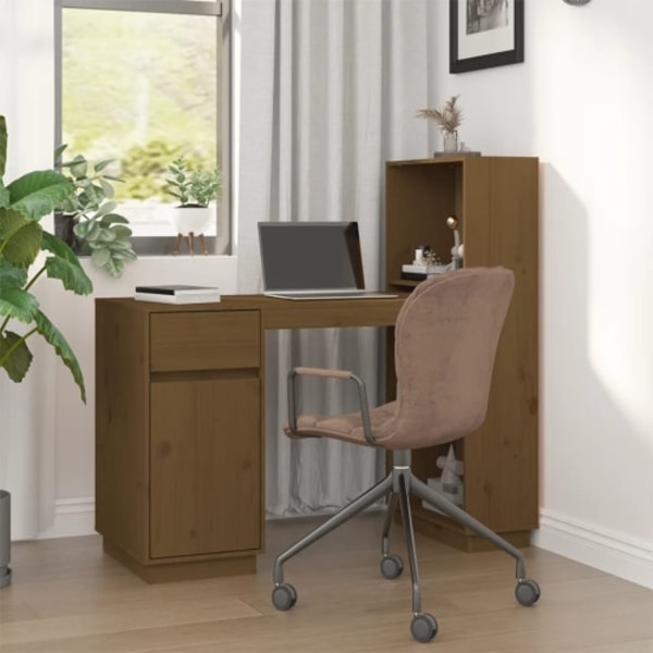 Skrivbord honungsbrun 110x53x117 cm massiv furu