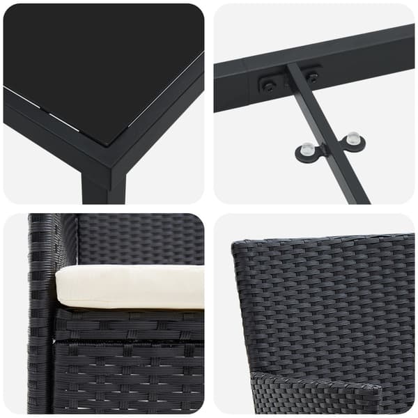 Trädgårdsmöbelset med kudde 7 pcs Svart konstrotting