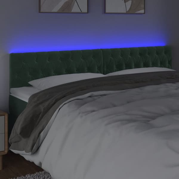 Sänggavel LED mörkgrön 180x7x78/88 cm sammet