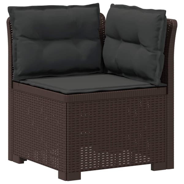 4-Sätes Trädgårdsoffa med Dynor Rattanfällning PP Brun