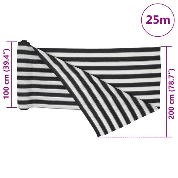 Insynsskyddsnät antracit och vit 2x25 m HDPE 75 g/m²