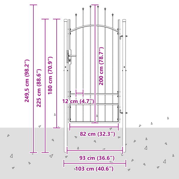 Trädgårdsgrind med lås Woerden Grå 200 x 100 cm Stål