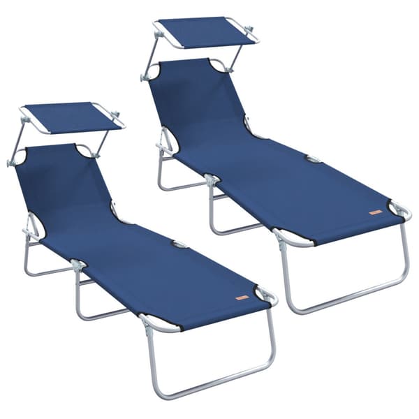 Solstol 2 pcs Blå 58 x 188 x 77cm Polyester
