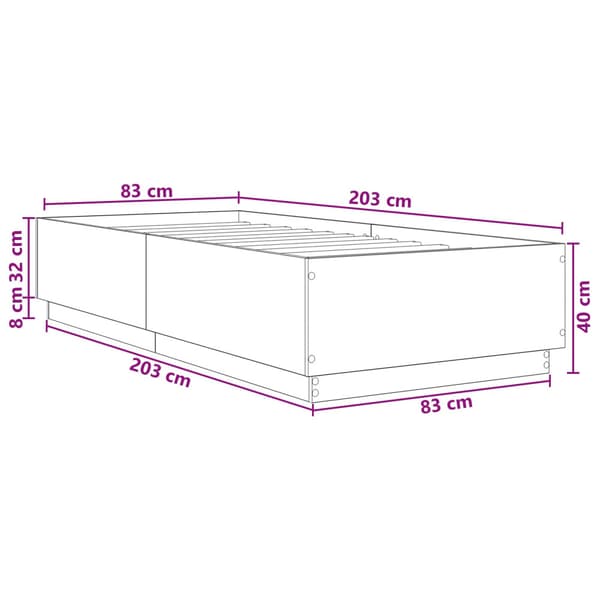 Sängram Rökt ek 80 x 200 cm Konstruerat trä