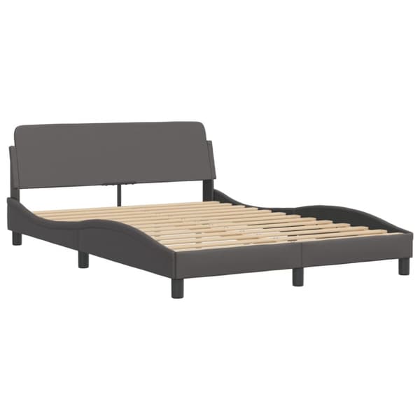 Bed Frame "Viana" with LED without Mattress Grey 140x190 cm
