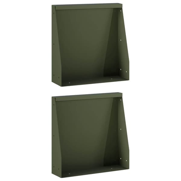 Stödvägg 2 st 40 x 12 x 40 cm Stål Olivgrön