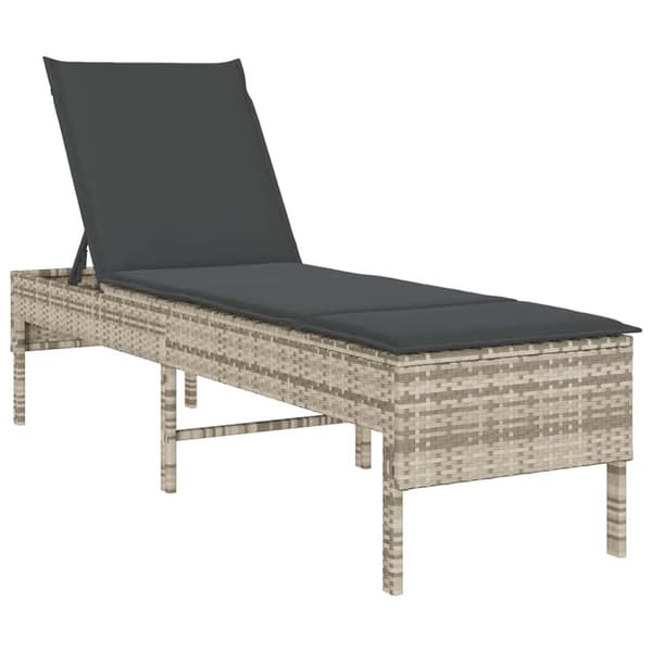 Solstol med dyna ljusgrå 55x200x44cm konstrotting