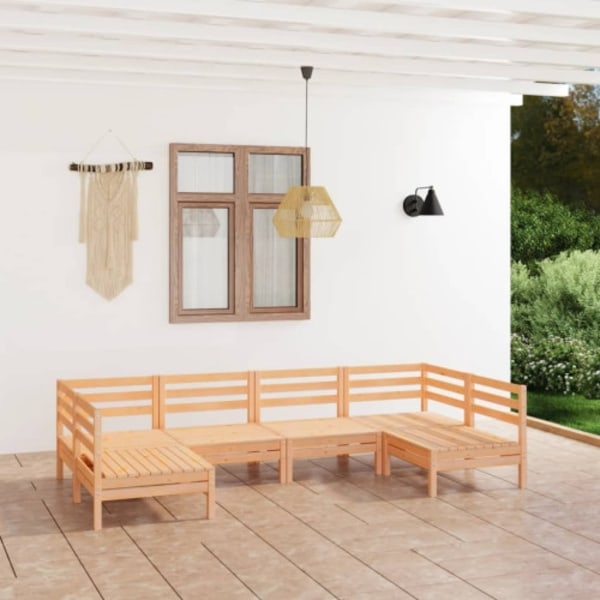 Loungegrupp för trädgården 6 delar massiv furu
