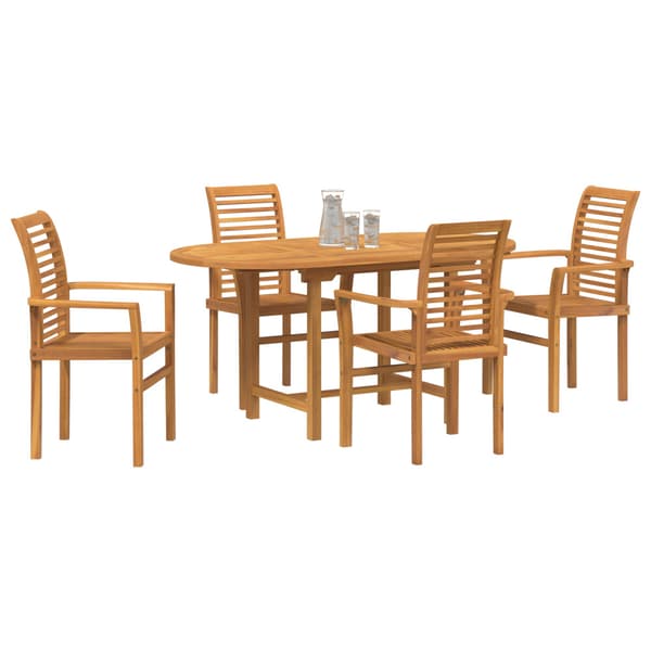 Trädgårdsmöbelset 5 pcs Brun Massivt teakträ