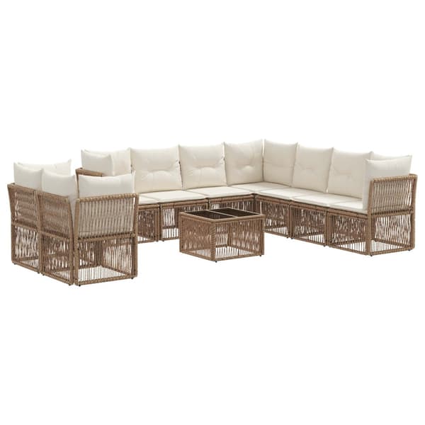 Trädgårdsoffset 10 pcs Beige konstrotting